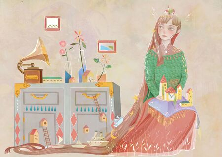 illustration of Long Hair Princessの写真素材