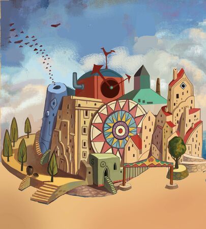 concept illustration of dreamland buildingsの写真素材