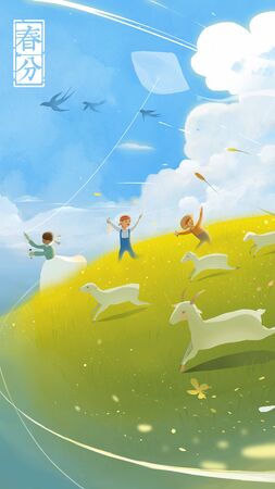 spring equinox concept illustrationの写真素材