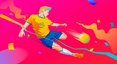 player kicking the footballのイラスト素材