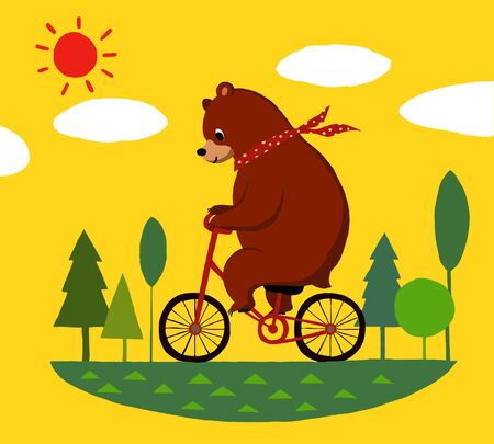 Bear riding bicycleの写真素材