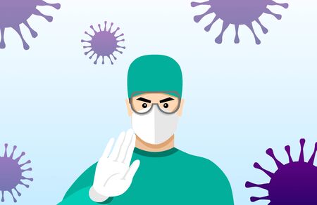 doctor wear face mask to prevent virusのイラスト素材