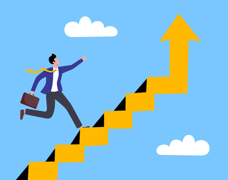 A white-collar worker climbing stairsのイラスト素材