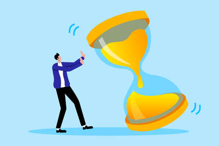 A white-collar worker pushing an hourglassのイラスト素材