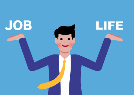 A white-collar worker holding his handsのイラスト素材