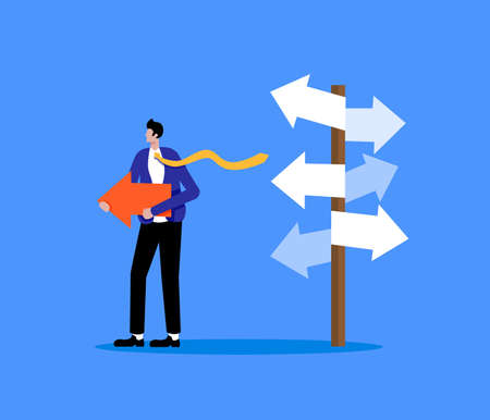 Illustration of  A lost white collar worker, career development conceptのイラスト素材