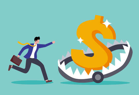 Illustration of  A dollar in a trap, finance management conceptのイラスト素材