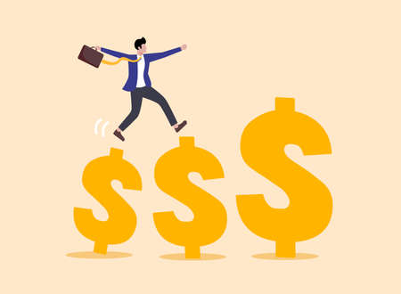 A man walking on dollarsのイラスト素材