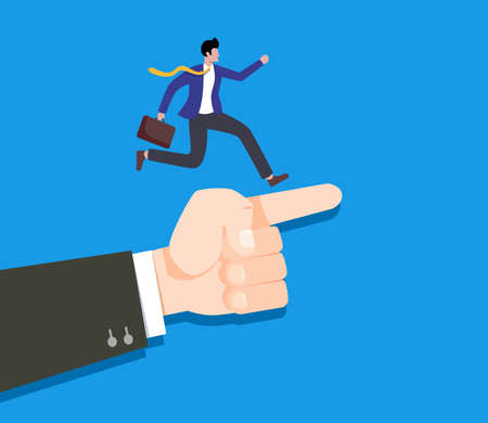 Illustration of A man standing on the fingerのイラスト素材