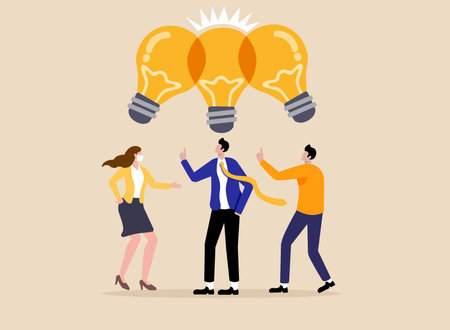 Three young people thinking , brainstorming conceptのイラスト素材