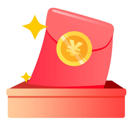 A red envelope in a gift boxのイラスト素材