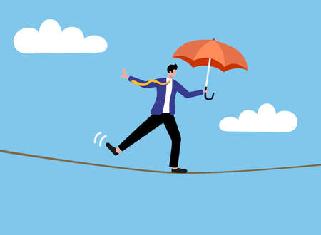 A white-collar worker walking a tightropeのイラスト素材