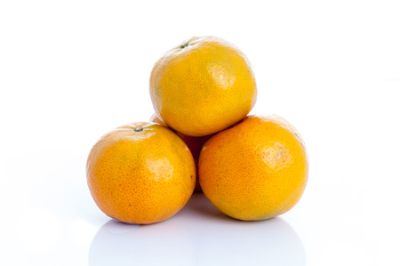 Orange fruit isolated on whiteの写真素材