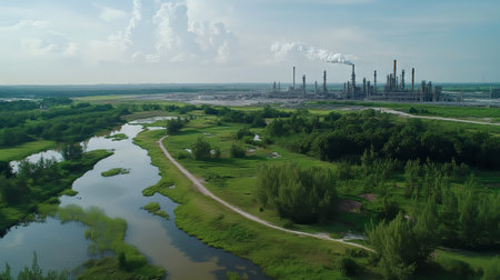 Aerial Perspective of Large Refineryの素材