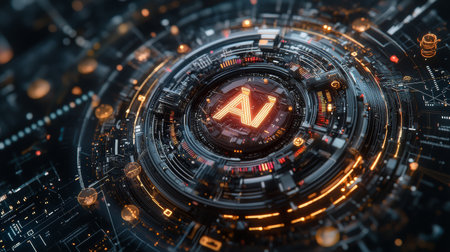 This captivating image features a striking clock with a vibrant red face, symbolizing the intersection of technology and time. As we delve into this conceptual representation, it invites us to reflect on how artificial intelligence shapes our perception of time in today's fast-paced world.の素材