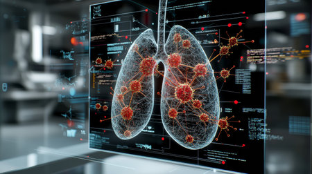 In this captivating image, a computer screen reveals a detailed medical image, reflecting the critical role of advanced imaging in science and medicine. This representation serves as a reminder of how technology enhances diagnostic methods, particularly through X-ray visualization, providing vital insights that facilitate better decision-making in patient care and treatment plans.の素材