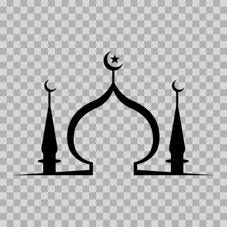 illustration of mosque dome with star and crescent moon. Islamic icons can be used for the month of Ramadan, Eid and Eid Al-Adha. for logo, website and poster designs. vectorのイラスト素材