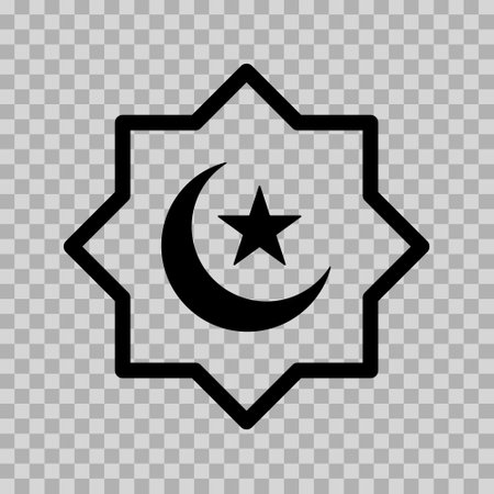 illustration of a star moon flanked by fist stars. symbol of Islam. Islamic icons can be used for the month of Ramadan, Eid and Eid Al-Adha. for logo, website and poster designs.のイラスト素材