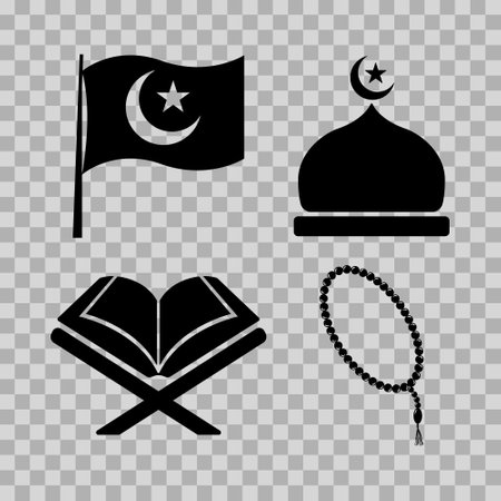 set illustration of Islamic icons. can be used for the month of Ramadan, Eid and Eid Al-Adha. for logo, website and poster designs. vectorのイラスト素材