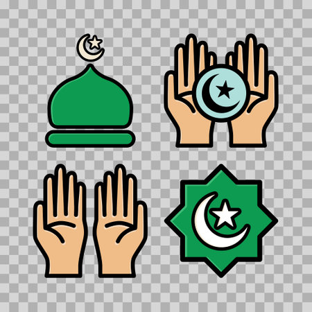 set illustration of Islamic icons. can be used for the month of Ramadan, Eid and Eid Al-Adha.のイラスト素材