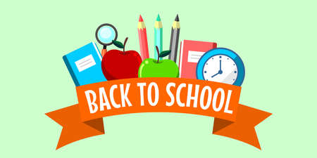 Back to school with school items and elements. background and poster or promotion back to school.のイラスト素材