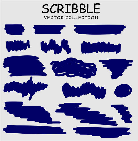 Vector set of blue brush strokes. Grunge background. Vector illustration.のイラスト素材