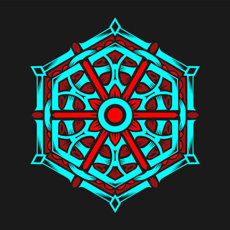 Mandala. Ethnic decorative element. Hand drawn backdrop. Islam, Arabic, Indian, ottoman motifs.のイラスト素材