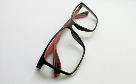 Eyeglasses isolated on a white background. Selective focus.の写真素材
