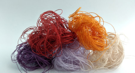 Colorful threads for embroidery on a white background close up