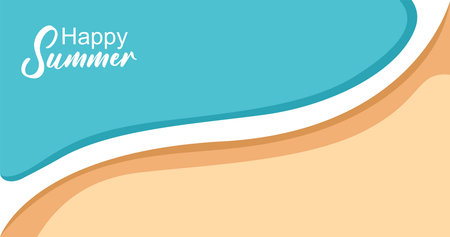Happy summer card with beach and sea. Vector illustration. Eps 10のイラスト素材