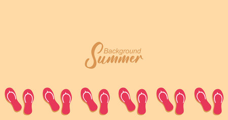 Summer background with flip flops. illustration in flat style.のイラスト素材