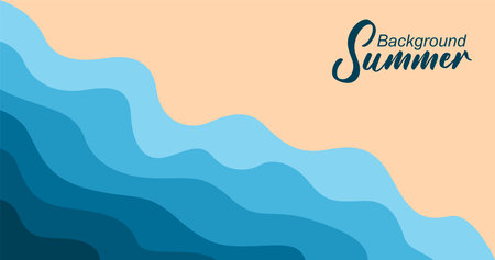 Sea waves background. Vector illustration of sea waves in flat style.のイラスト素材