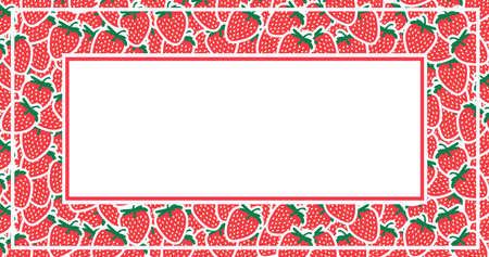 Vector frame with strawberries on white background. Seamless border.のイラスト素材