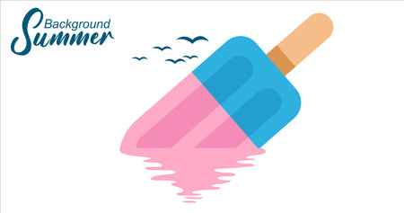 Summer design over white background, vector illustration. Flat design. Vector illustration.のイラスト素材