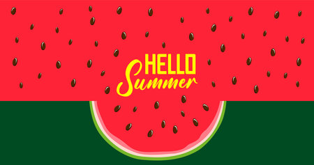 Watermelon background with seeds. Vector illustration of watermelon with seeds.のイラスト素材