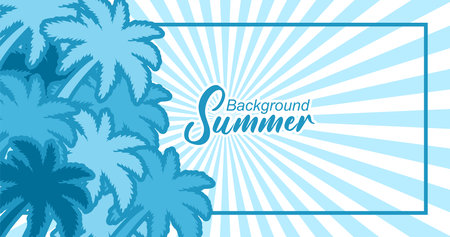 Summer background with palm trees and sun rays. Vector illustration EPS10のイラスト素材