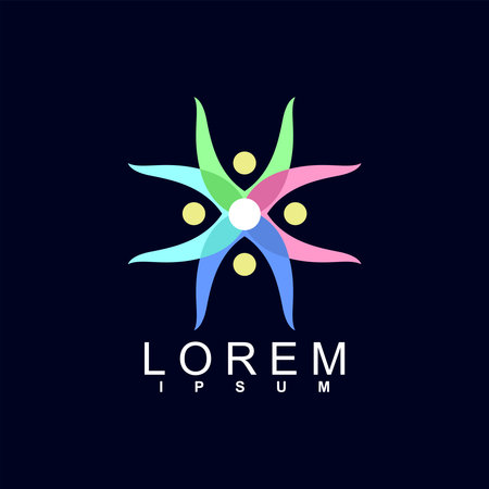 Abstract people logo design template. Teamwork logo concept. Vector illustration.のイラスト素材