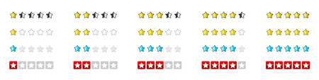 Star rating icon set. Flat illustration of star rating vector icons for web designのイラスト素材