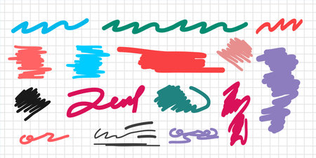 Set of hand drawn marker lines. Vector illustration for your design.のイラスト素材