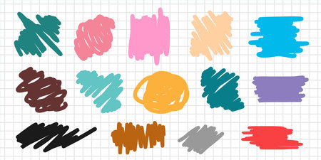 Set of colorful hand drawn grunge brush strokes. Vector illustration.のイラスト素材