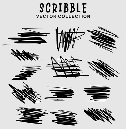 Set of hand drawn scribbles. Vector illustration for your design.のイラスト素材
