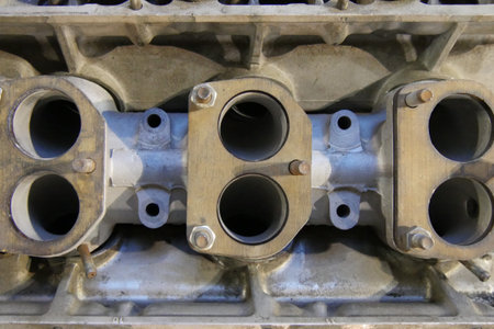 Close up of the cylinder block of a car engine