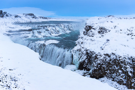Gullfoss waterfall southwest Icelandの写真素材