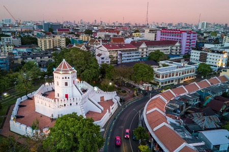 An aerial view of old fortress near Khaosan road Bangkok, Thailandのeditorial素材