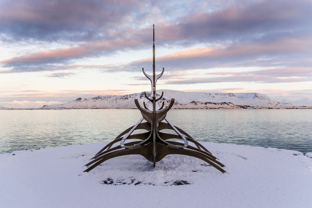The Sun Voyager sculpture in ReykjavÃÂ­k, Icelandのeditorial素材