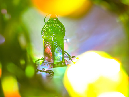 Lantern glowing in the dark. Suitable for ramadan and eid fitri greetings and wishes card
