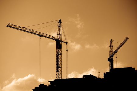 High Cranes at sunset.の写真素材