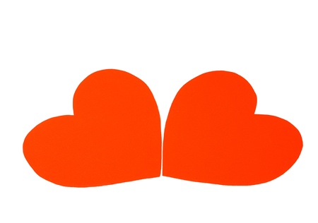 Two red Valentine's heartsの写真素材