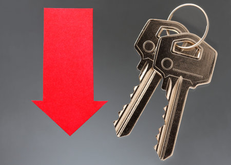 Keys on the grey background