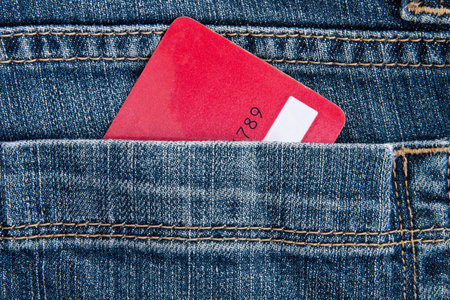 The plastic card in the pocketの写真素材